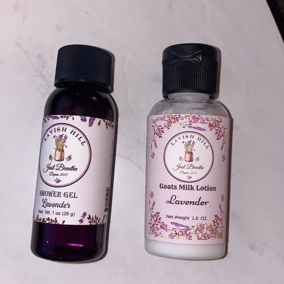 Lavish Hill Lavender shower gel & goats milk lotion (each bottle is 1 oz. /28 g) - Picture 5 of 6
